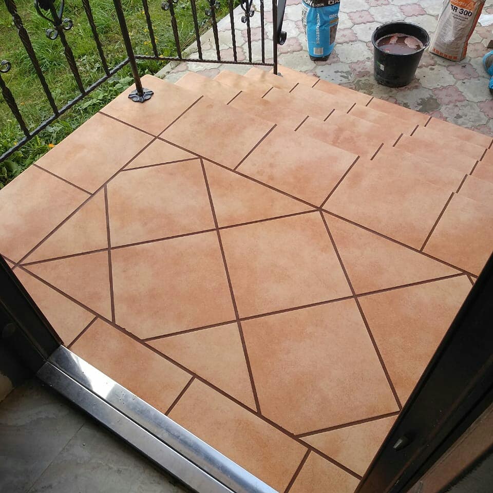 Монтаж клинкерных ступеней и плитки