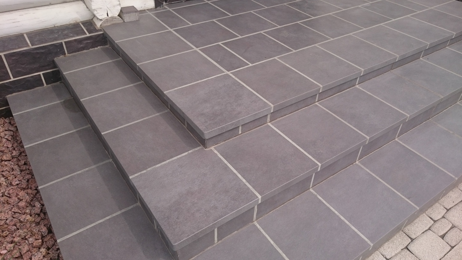 Монтаж клинкерных ступеней и плитки