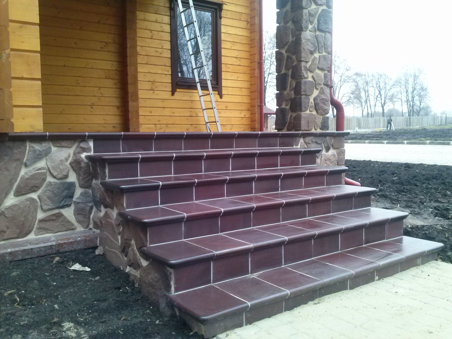 Монтаж клинкерных ступеней и плитки